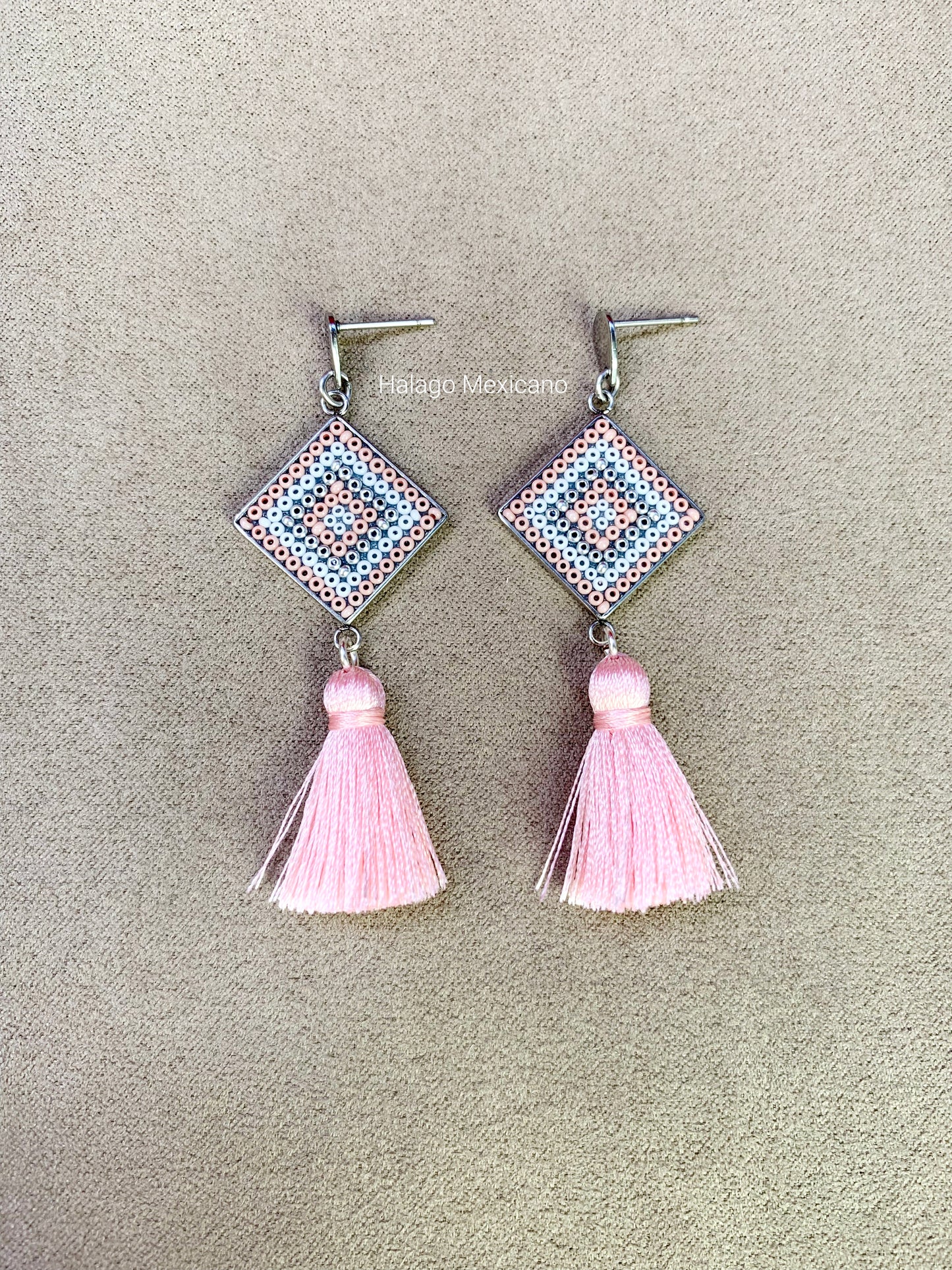 Aretes Ojo de Dios wixárika rosas