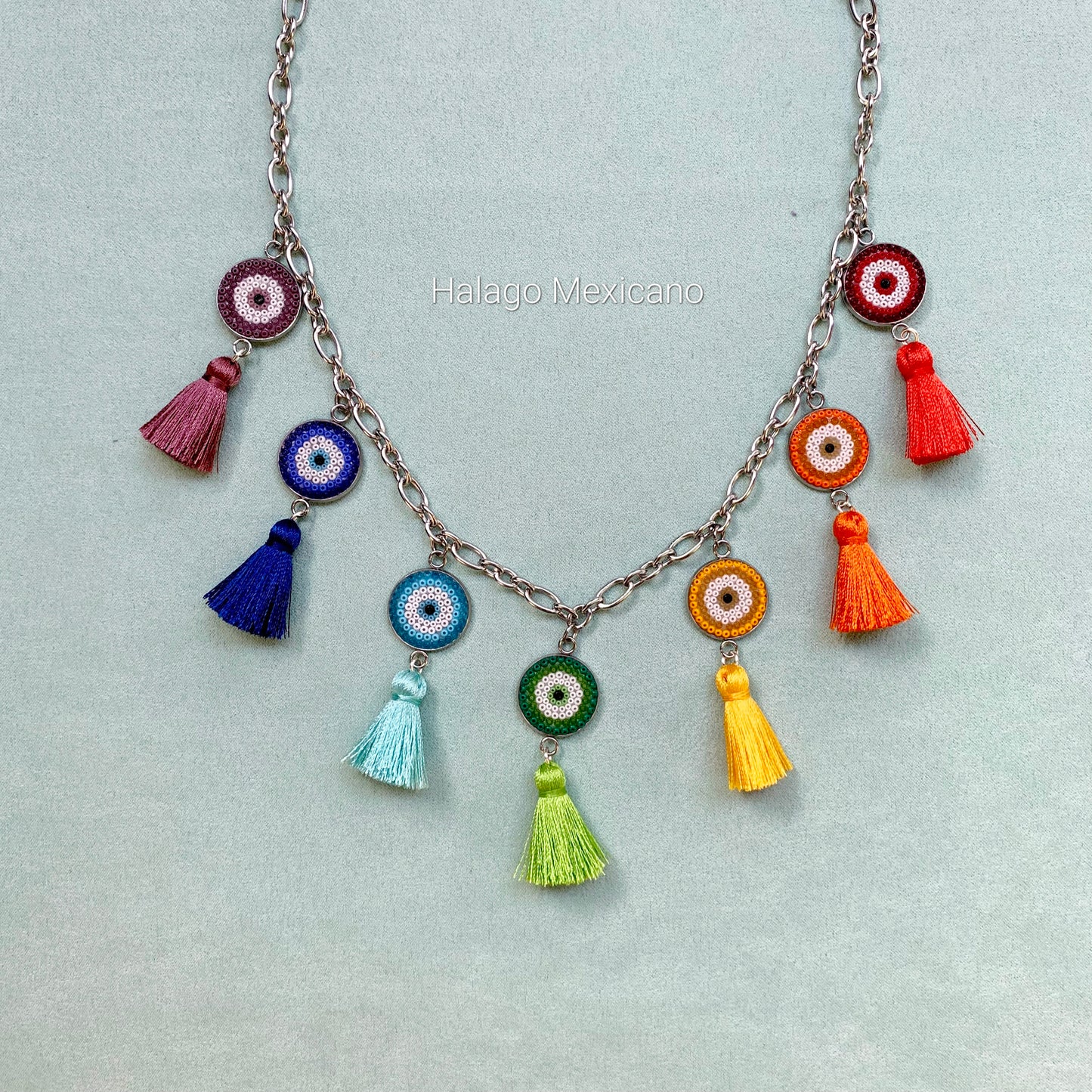 Collar colgantes Ojo Turco colores de los chakras