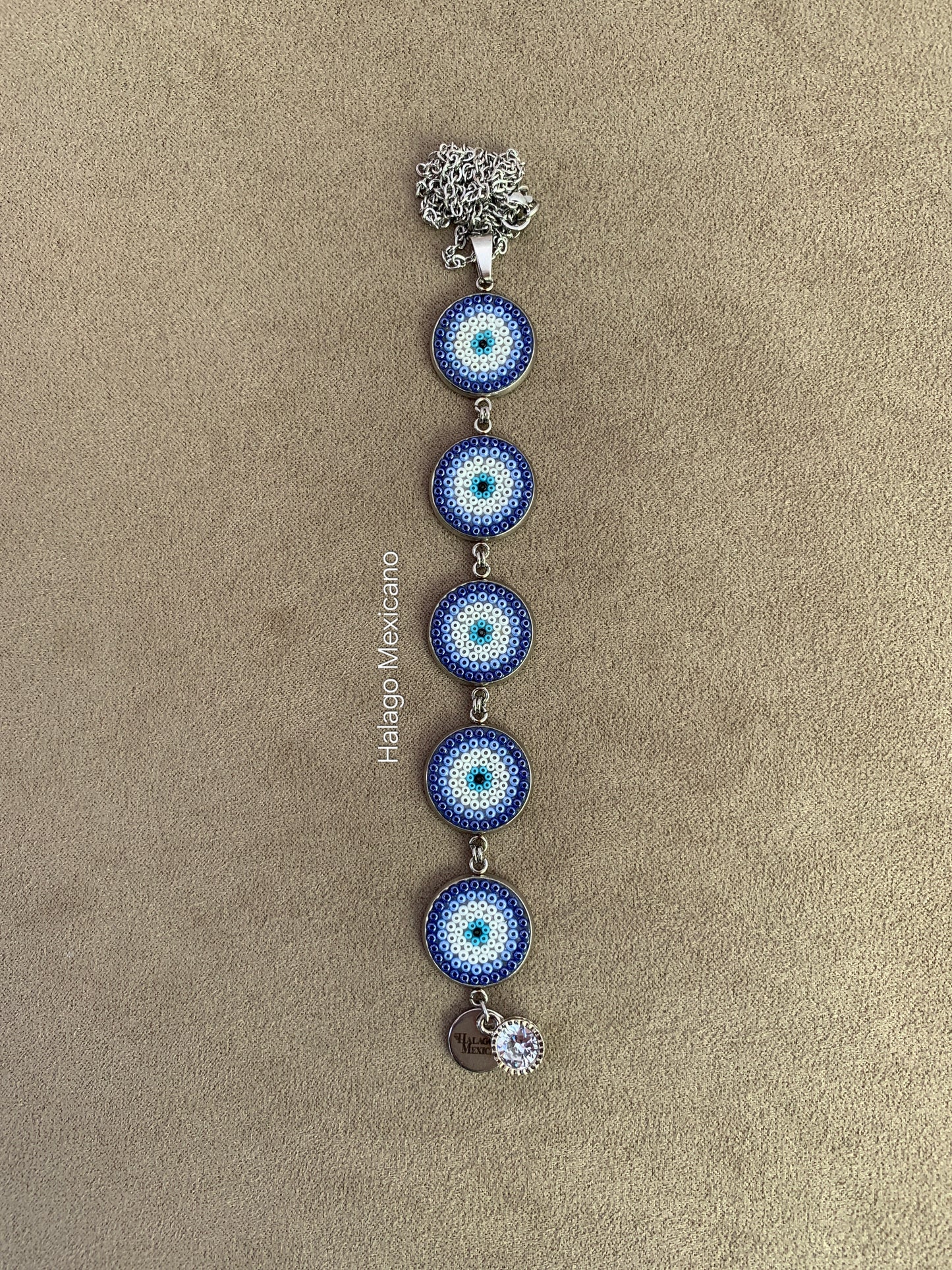 Collar corbatín Ojo Turco azul nacarado